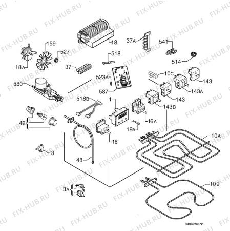 Взрыв-схема плиты (духовки) Privileg 174411_60384 - Схема узла Electrical equipment 268